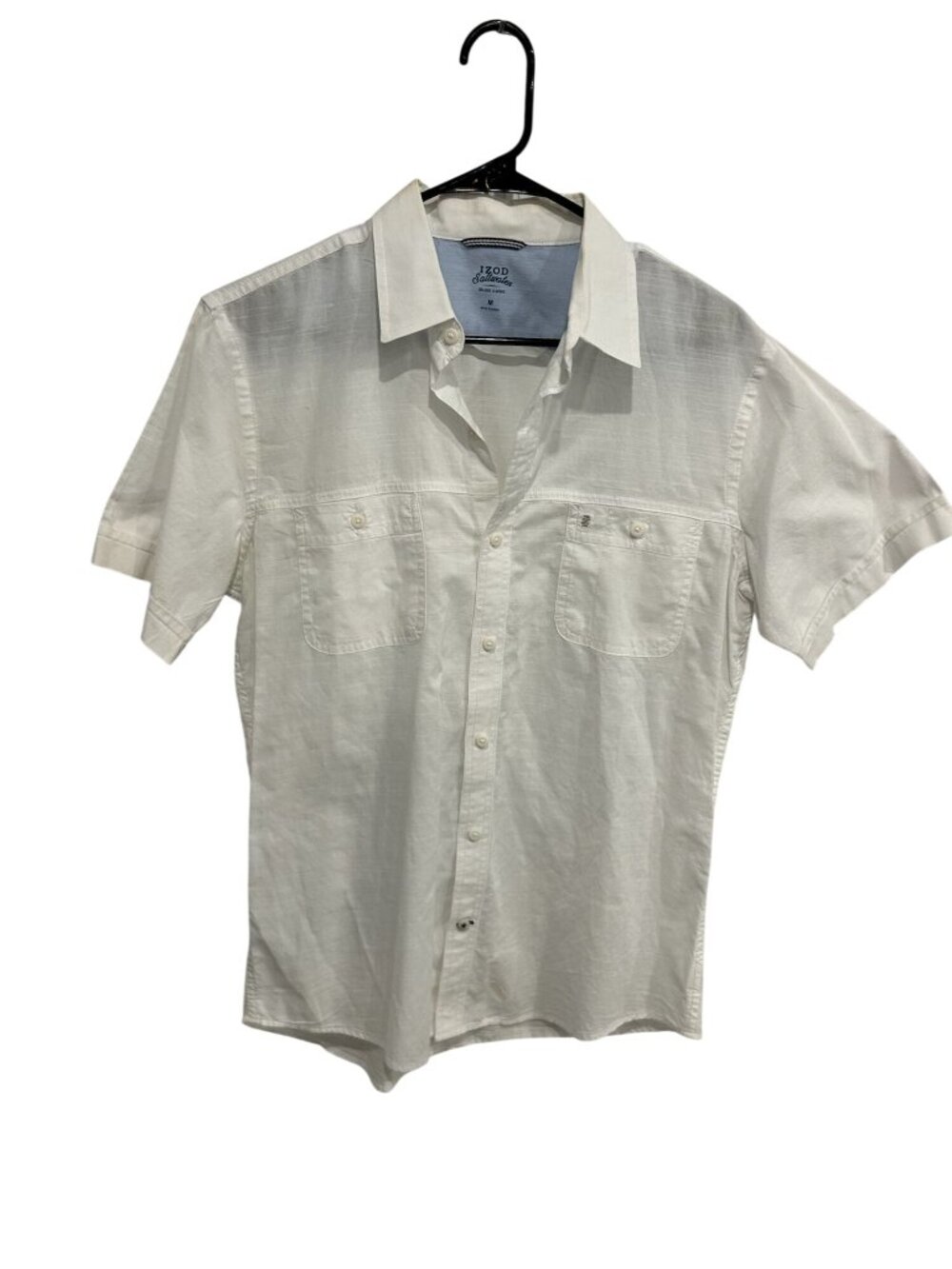 Izod Saltwater Medium Mens White Button Up Shirt Minimalist Old Money